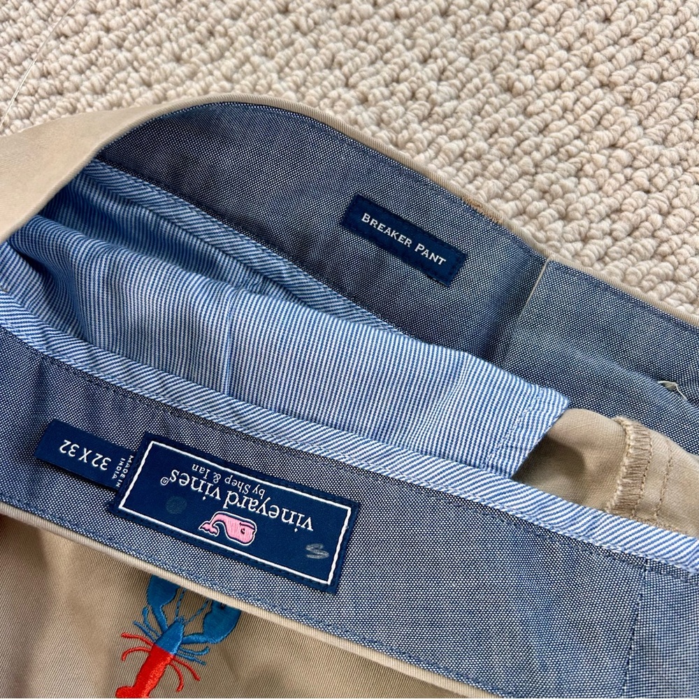 Men’s 32 Waist Vineyard Vines 32”L Tan Lobster Breaker Pants. NWT - Picture 6 of 6